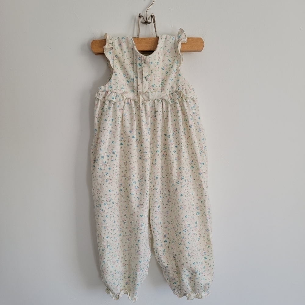 Vintage Rosey Kids 2 piece overalls and top 2T floral - Picture 5 of 12